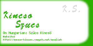 kincso szucs business card